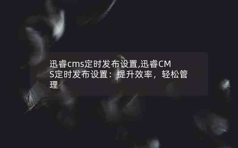 迅睿cms定时发布设置,迅睿CMS定时发布设置:提升效率,轻松管理