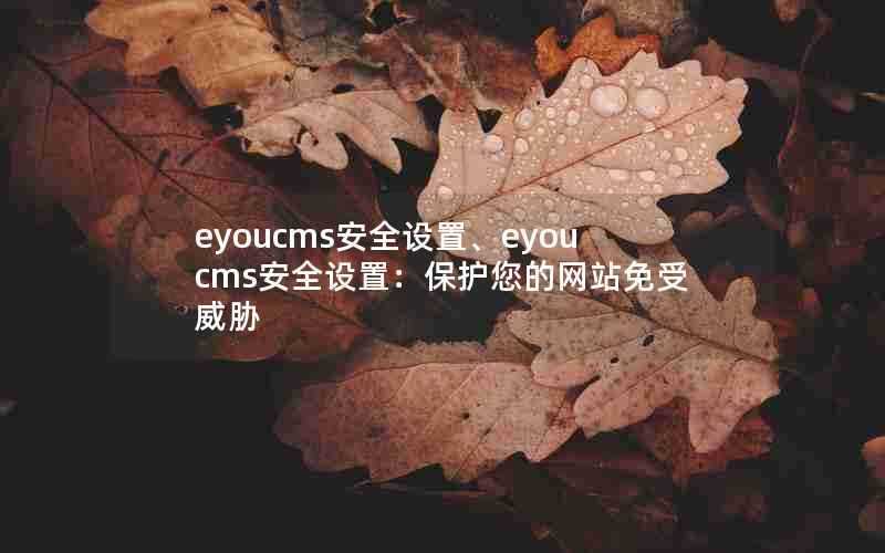 eyoucms安全设置、eyoucms安全设置:保护您的网站免受威胁