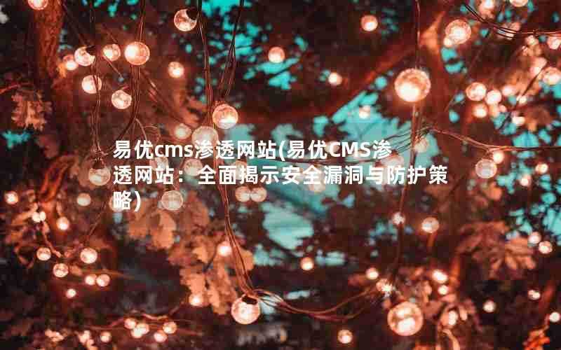 易优cms渗透网站(易优CMS渗透网站:全面揭示安全漏洞与防护策略)