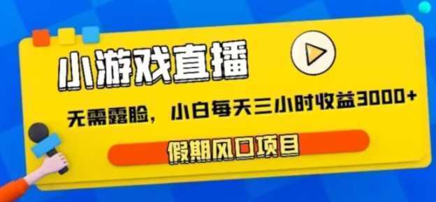 小游戏直播,假期风口项目,无需露脸,小白每天三小时,到账3000+