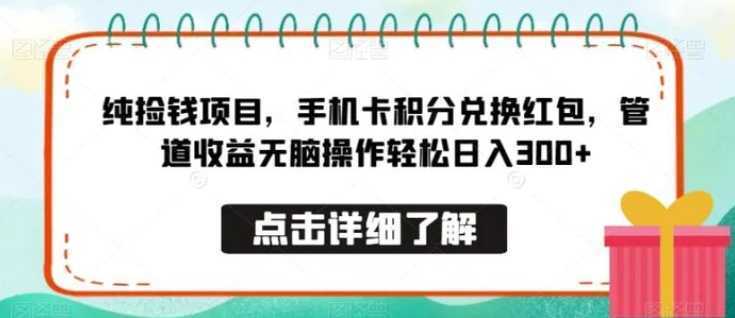 纯捡钱项目,手机卡积分兑换红包,管道收益无脑操作轻松日入300+