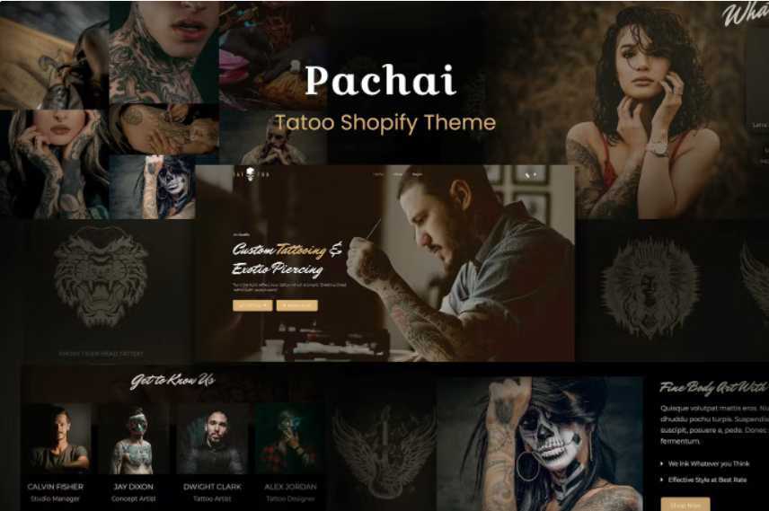 Pachai – 响应式沙龙,纹身 Shopify 主题