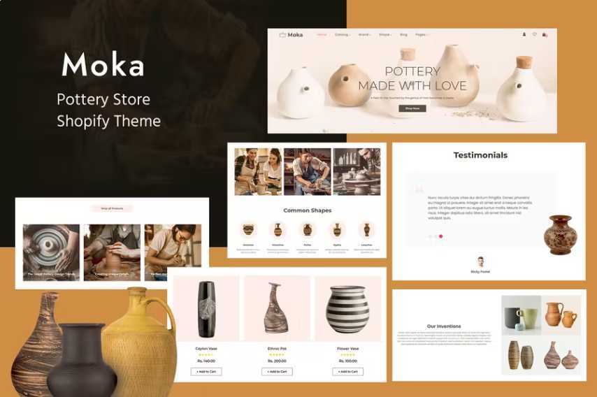 Moca – 陶瓷壶,手工艺术家 Shopify 主题