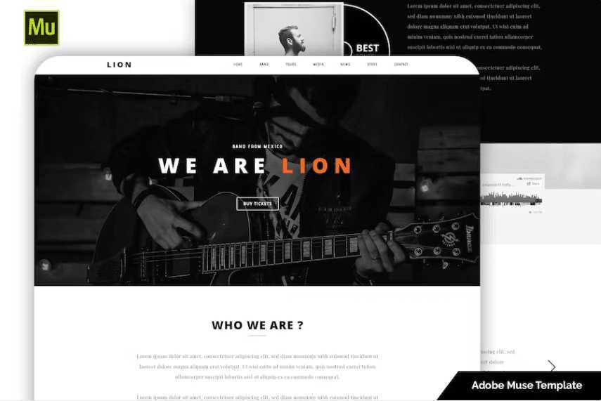 Lion – 音乐 Adobe Muse 模板