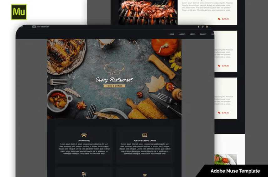 Evory – 响应式餐厅 Adobe Muse 模板