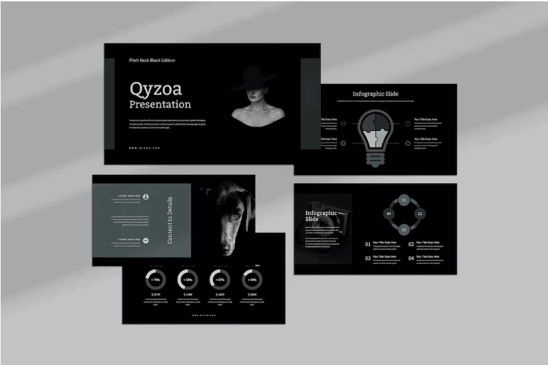 Qyzoa:沥青甲板黑色PowerPoint模板