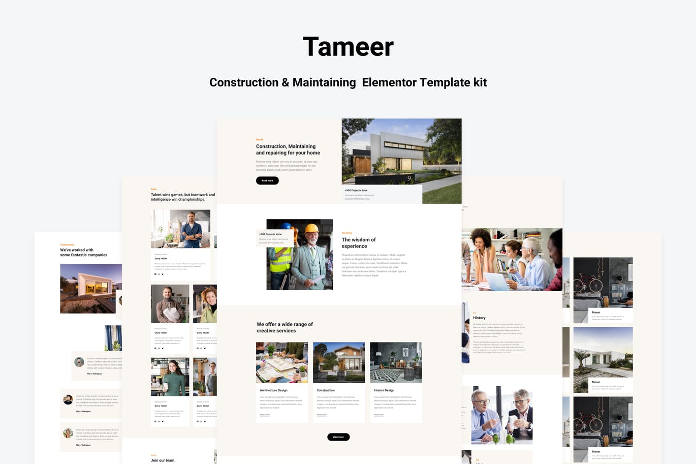 Tammer – 建筑与维护 Elementor Template kit