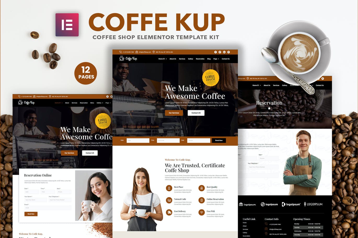 CoffeeKup –咖啡馆和咖啡店 Elementor Template Kit