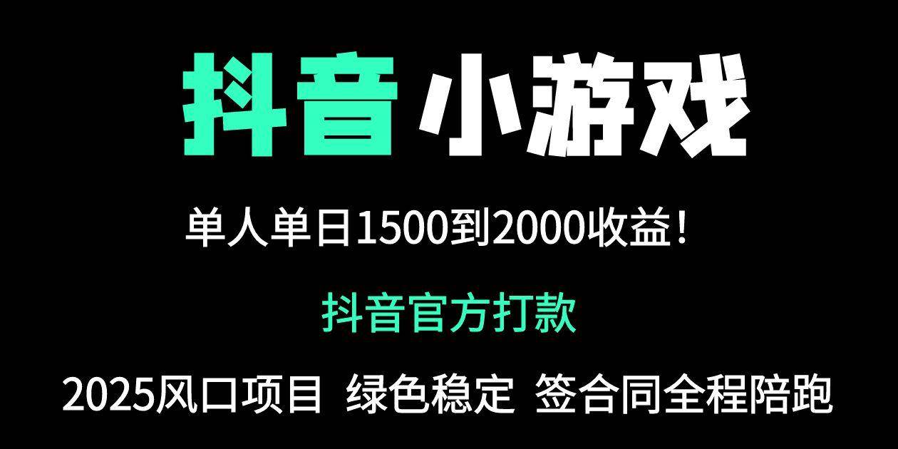 抖音官方小游戏2025全网最新玩法，暴利赚钱项目，单机日入2000+，绝不…