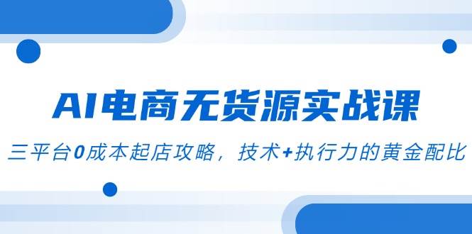 AI电商无货源实战课，三平台0成本起店攻略，技术+执行力的黄金配比