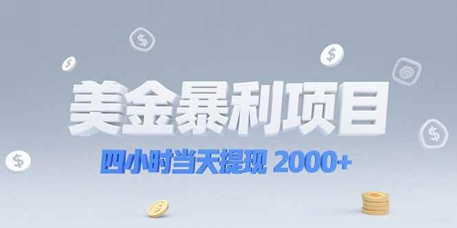 美金暴利项目，四小时当天提现 2000+机会留给会选赛道的人