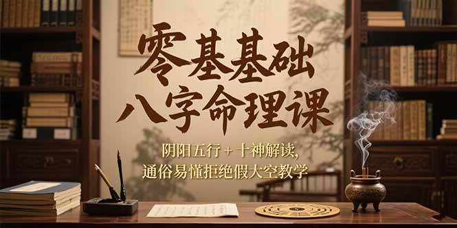 零基础八字命理课，阴阳五行+十神解读，通俗易懂拒绝假大空教学