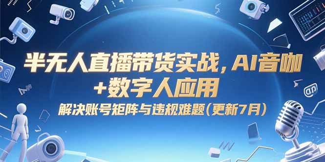 半无人直播带货实战，AI音咖+数字人应用 解决账号矩阵与违规难题(更新7月)