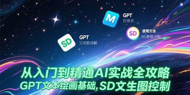从入门到精通AI实战全攻略，GPT文本绘画基础，MJ参数详解，SD文生图控制
