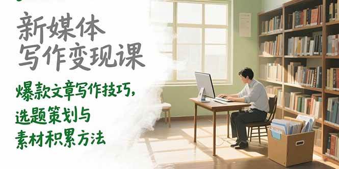 新媒体写作变现课，爆款文章写作技巧，选题策划与素材积累方法