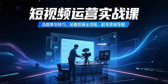 短视频运营实战课，选题策划技巧，拍摄剪辑全流程，起号思维导图