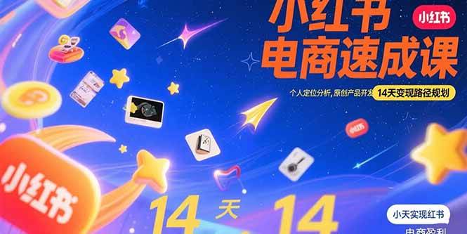 小红书虚拟电商速成课：个人定位分析，原创产品开发，14天变现路径规划