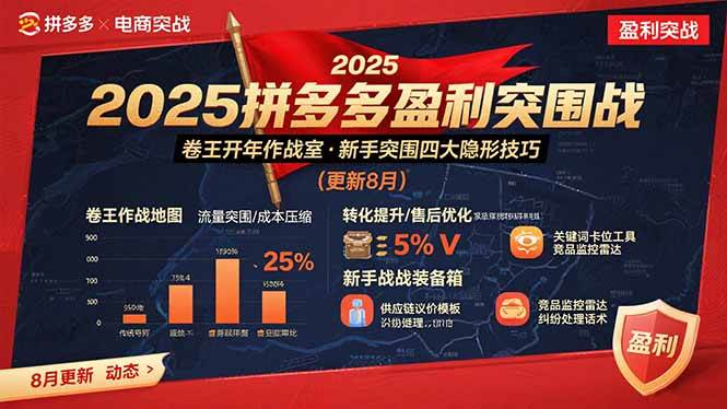 2025拼多多盈利突围战：卷王开年作战室，新手突围四大隐形技巧(更新8月)