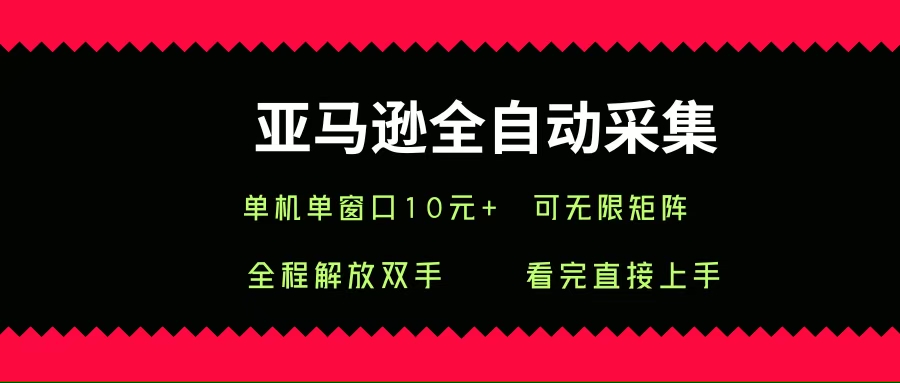 亚马逊全自动采集，单机单窗口一天10+，可无限矩阵去做