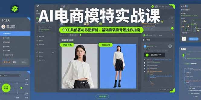 AI电商模特实战课，SD工具部署与界面解析，基础换装换背景操作指南