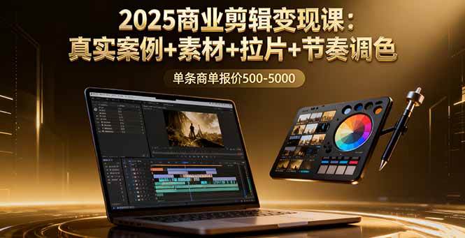 2025商业剪辑变现课：真实案例+素材+拉片+节奏调色，单条商单报价500-5000
