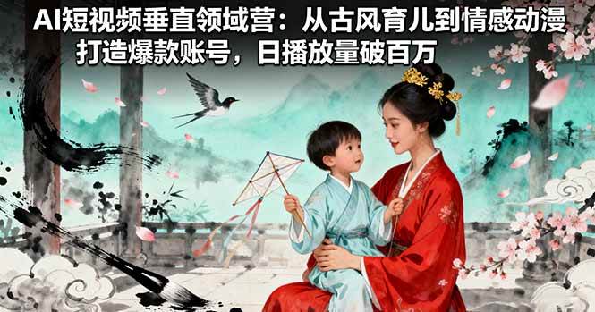 AI短视频垂直领域营：从古风育儿到情感动漫，打造爆款账号,日播放量破百万