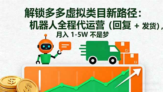 解锁多多虚拟类目新路径：机器人全程代运营，月入 1-5W…