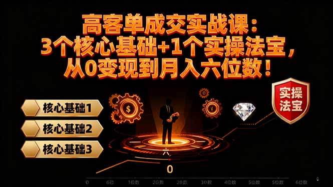 高 客单成交实战课：3个核心基础+1个实操法宝，从0变现到月入六位数！
