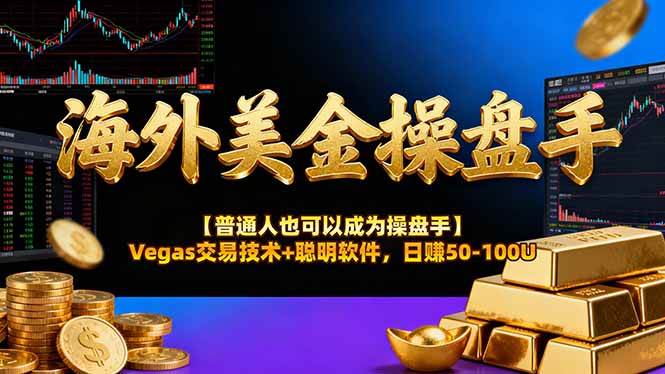 海外美金操盘手技术【普通人也可以成为操盘手】Vegas交易技术+聪明软件，日赚50-100U