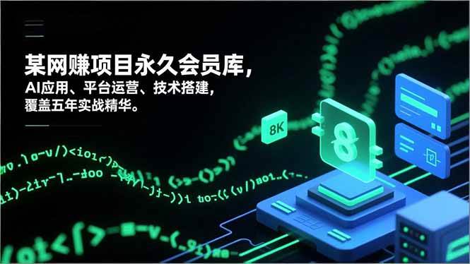 网赚项目永久会员库，AI应用、平台运营、技术搭建，覆盖五年实战精华