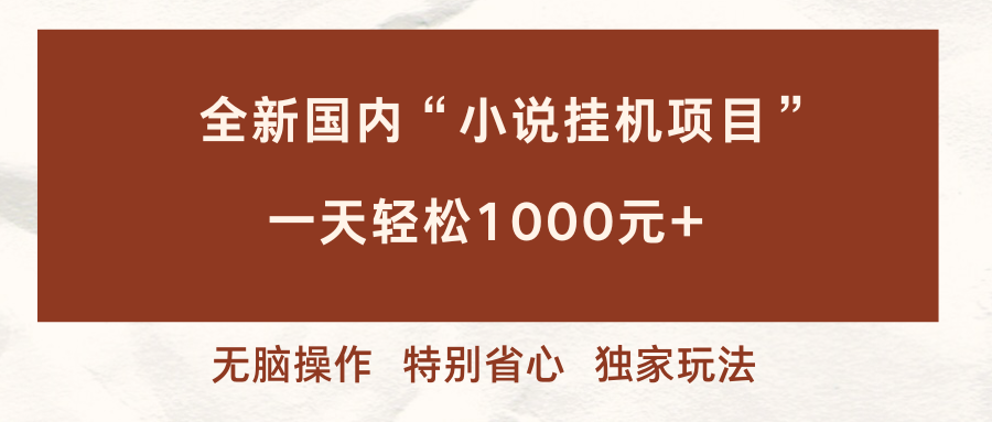 全新国内小说挂G项目，多窗口无脑跑，一天轻松1k+，特别省心【揭秘】