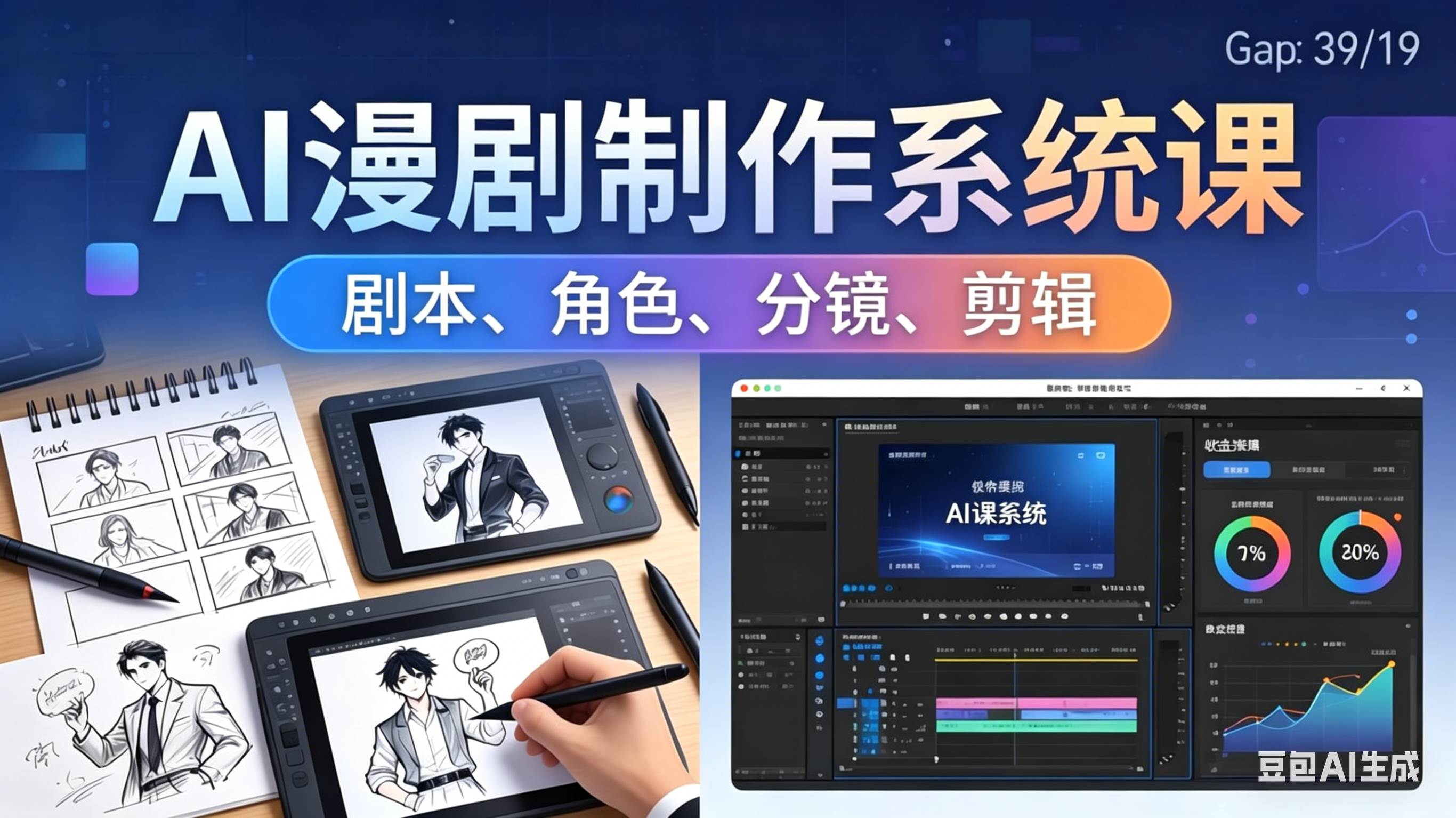 AI漫剧制作系统课：0基础从0到1学会AI制作，掌握剧本、角色、分镜、剪辑全套技能，轻松做号变现