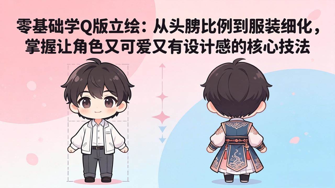 零基础学Q版立绘：从头身比例到服装细化，掌握让角色又可爱又有设计感的核心技法