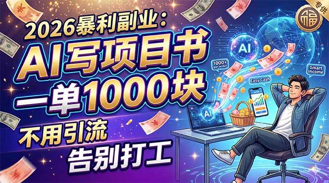 2026暴利副业：AI 写项目书，一单 1000 块，不用引流，告别打工