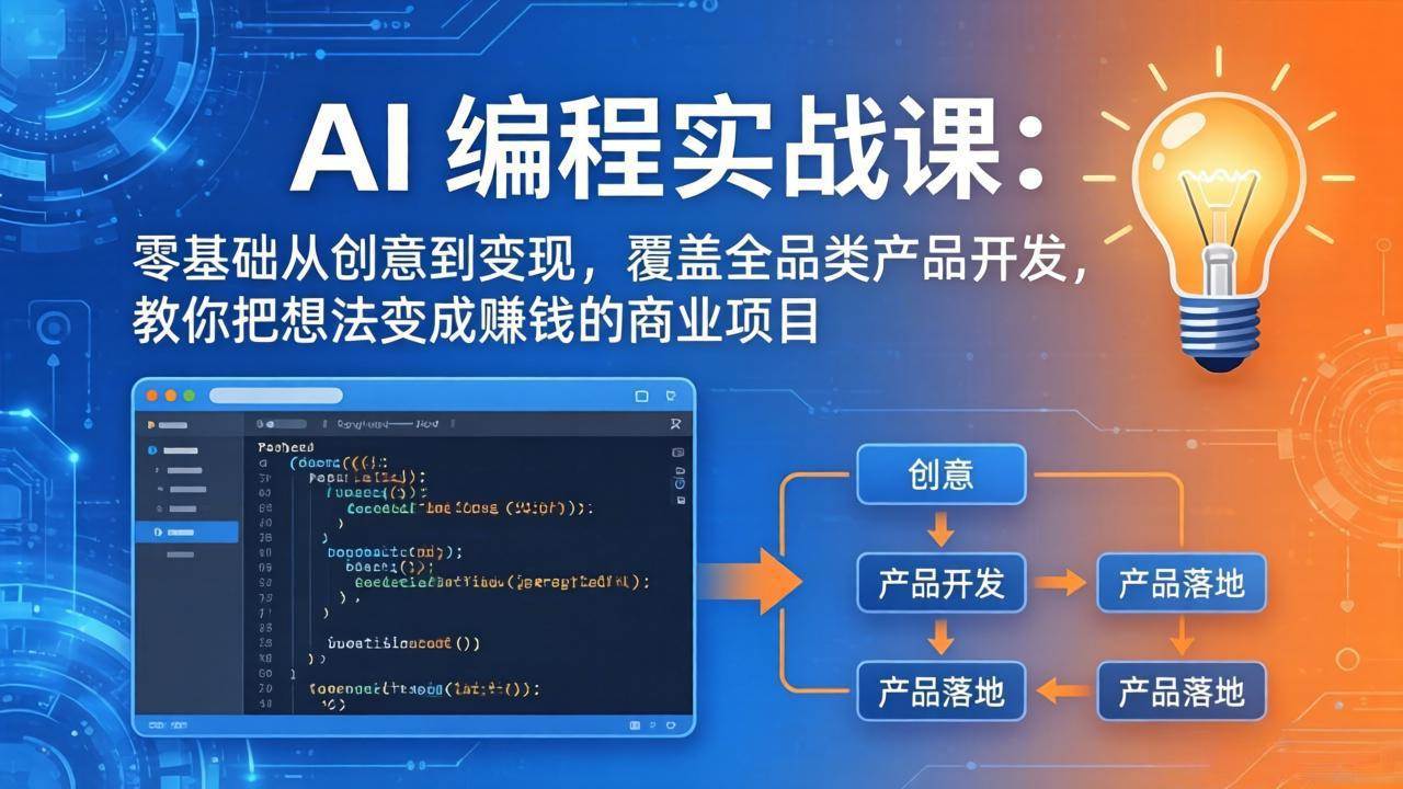 AI编程实战课-第三期-4月20更新：零基础从创意到变现，覆盖全品类产品开发，把想法变成赚钱项目