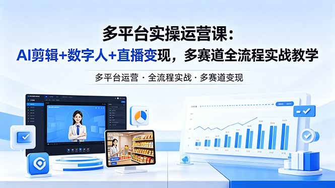 某团队多平台实操运营课-更新26年4月25：AI剪辑+数字人+直播变现，多赛道全流程实战教学