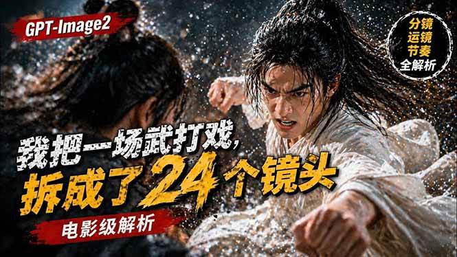 用GPT-Image2，把一段武打对决拆成24个连续镜头，从人物建立、动作衔接、运镜节奏，到情绪爆发