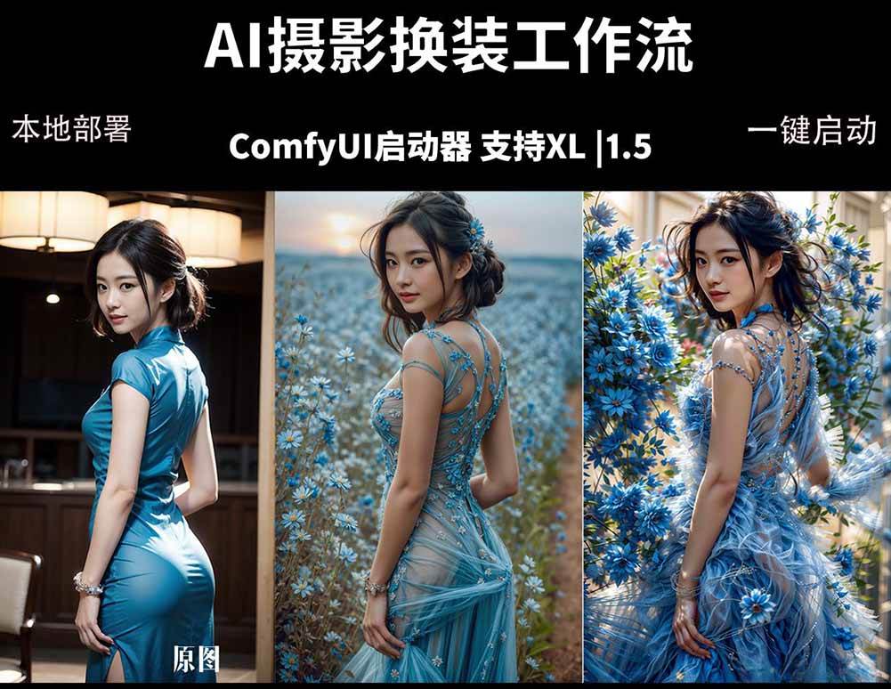ComfyUI人像写真摄影工作流：本地一键部署，换装换场景换脸全搞定，影楼效率翻倍