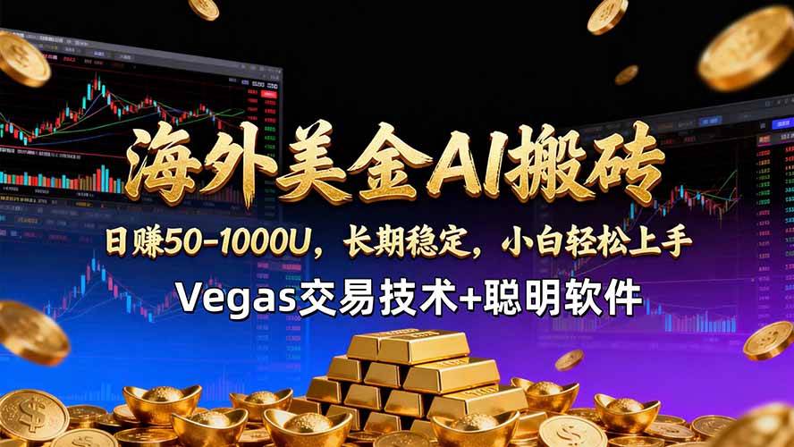 海外美金AI搬砖技术Vegas交易技术+聪明软件【训练营第七期】，日赚50-100U