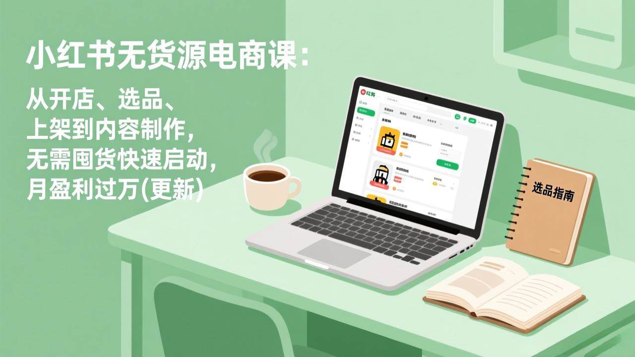 小红书无货源电商课(6月22更新)：从开店、选品、上架到内容制作，无需囤货快速启动，月盈利过万
